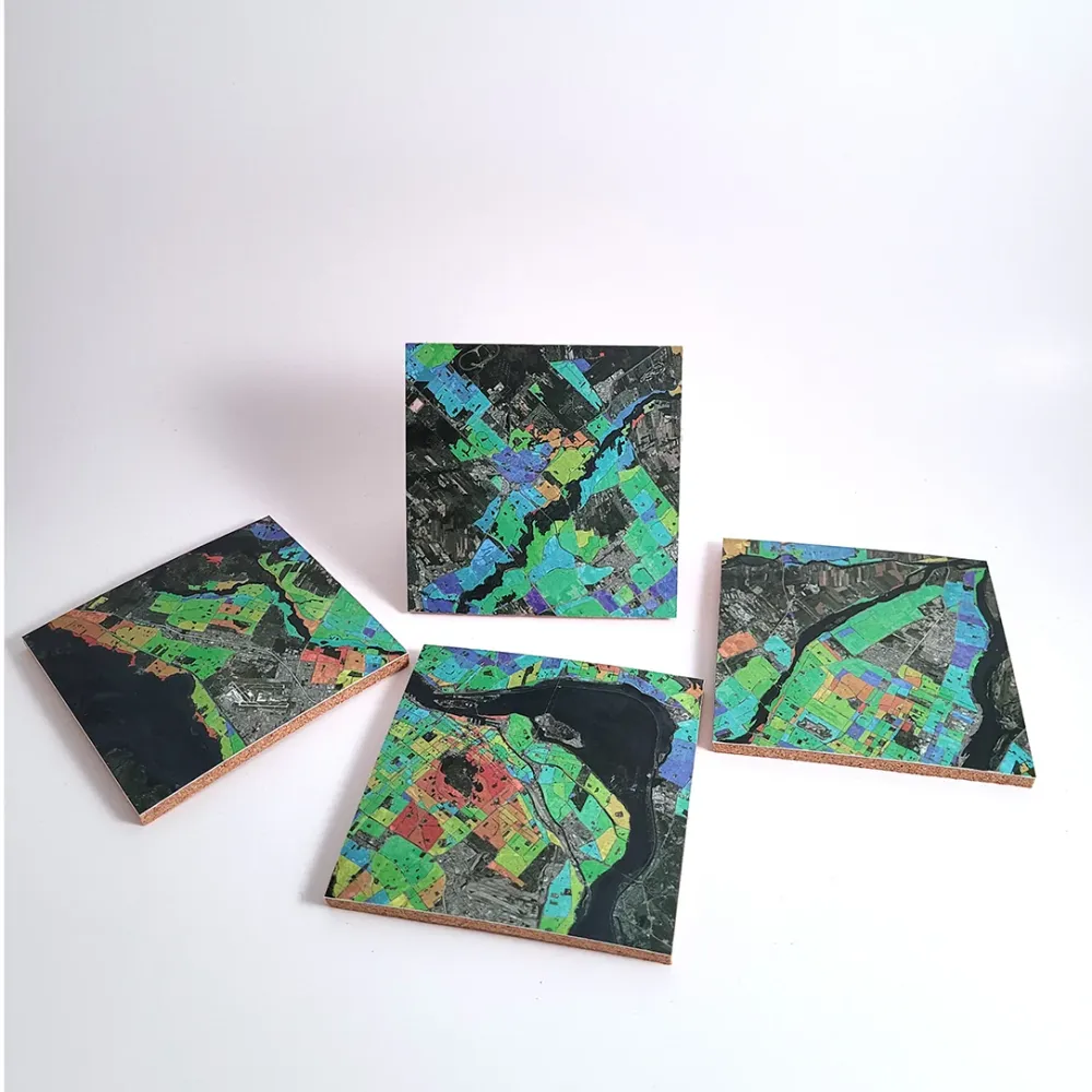 Sous-verres - Montréal satellite multicolore - en liège laminé TOMA objets