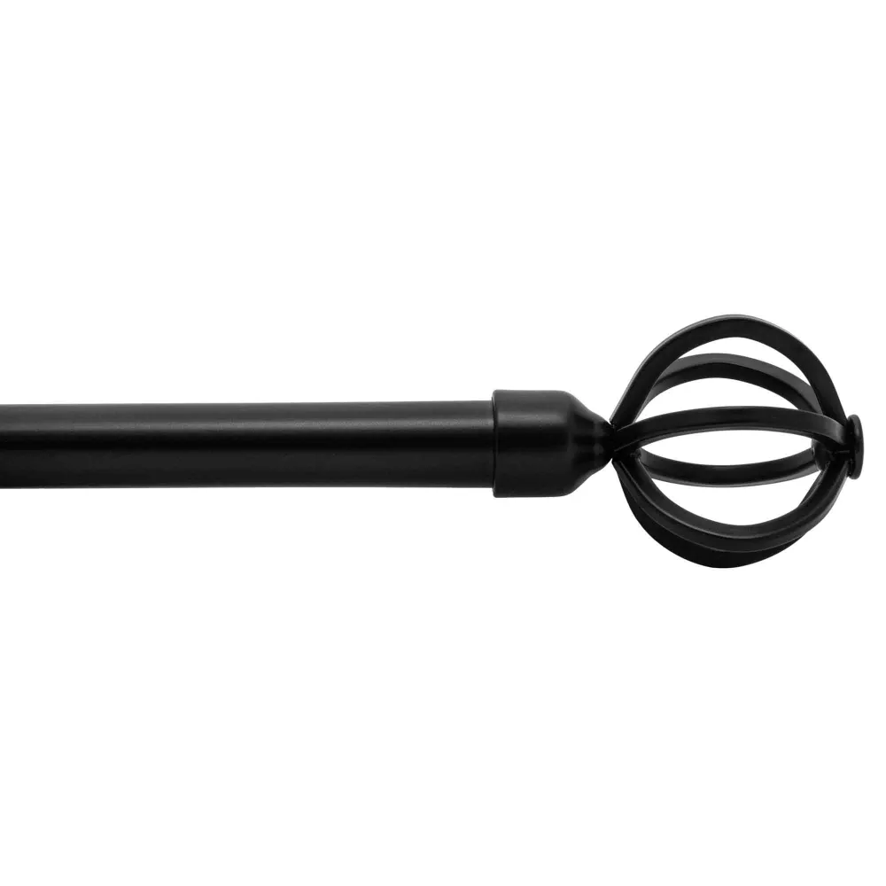 Tringle à Rideaux extensible et noire avec embouts en forme de sphère, 28" à 48"