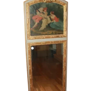 Trumeau Français du XIXe Siècle avec Peinture Scène Galante