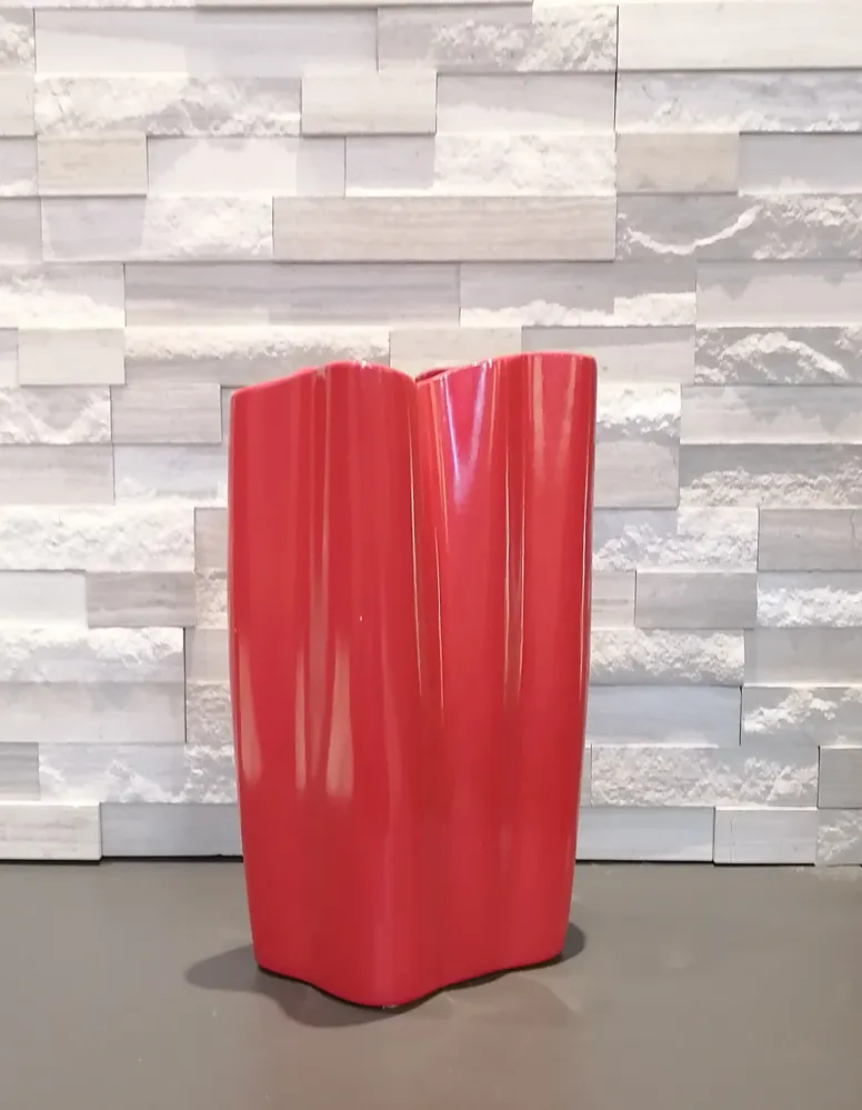 VASE MARGUERITE Rouge Lustré 17x17x32