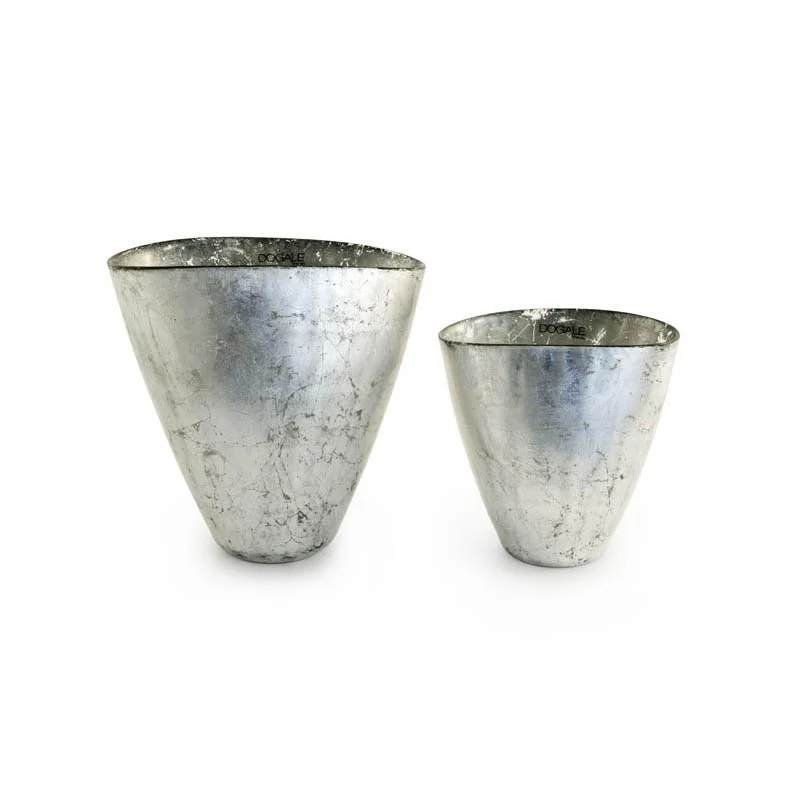 Vase ovale Dogale Venezia Soleil et Lune grande feuille d'argent 23,5x14cm h 23,5cm 51.31.0229