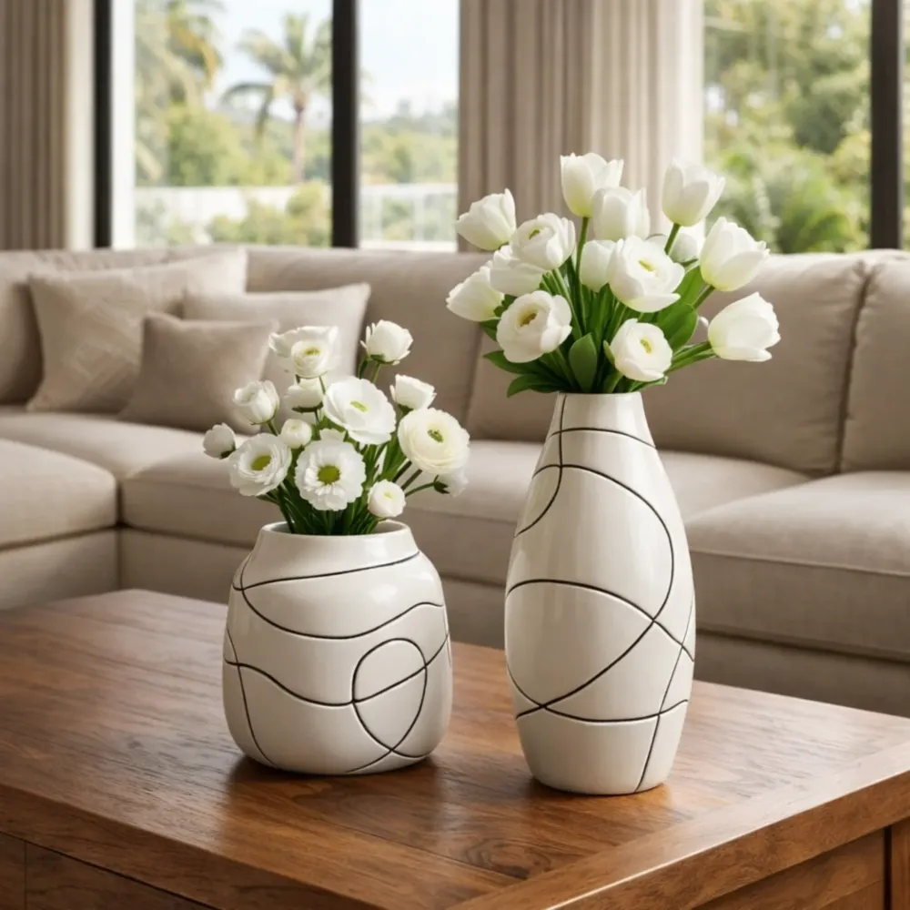 Vase en porcelaine, décoration salon, décoration mariage, décoration table