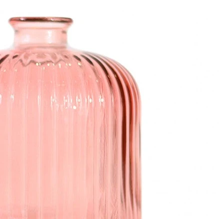 Vase strié en verre recyclé 18 cm - Rose Pétale