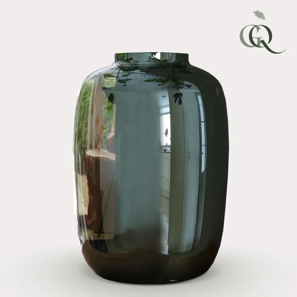 Vase en verre gris - h35cm, Ø25cm