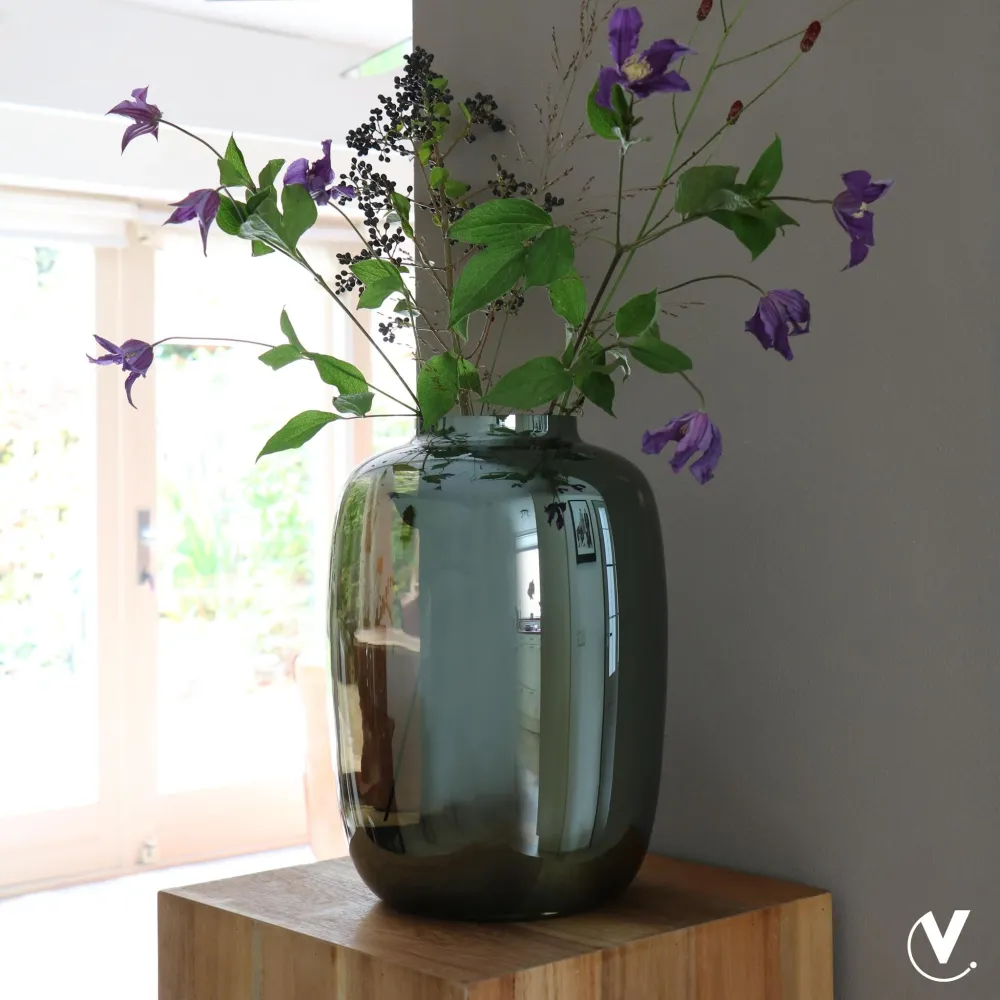 Vase en verre gris - h35cm, Ø25cm