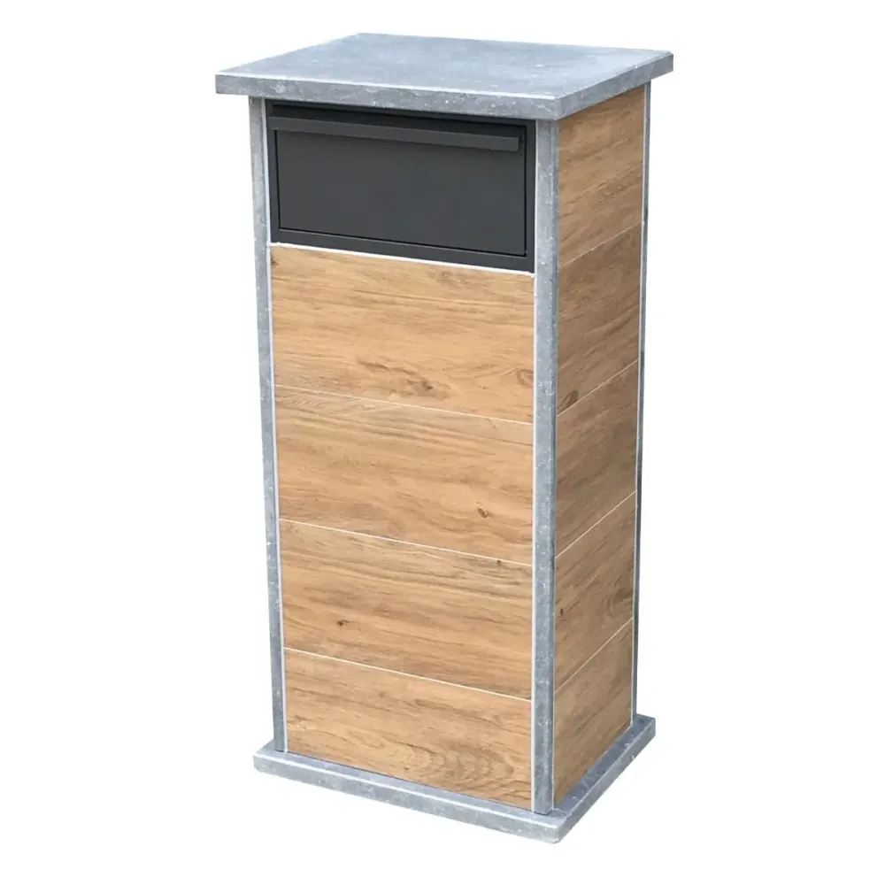 VASP Boîte aux lettres pour colis aspect bois Palma - Pierre bleue belge