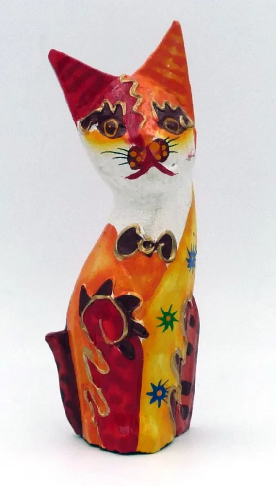 Chat orange en bois peint 15 cm Lebih vendor-unknown