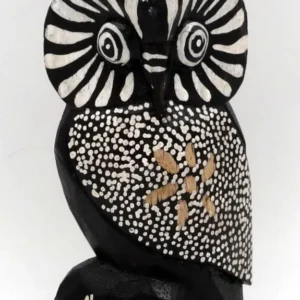 Chouette hibou en bois motif fleur 14,5 cm Kalibukbuk vendor-unknown