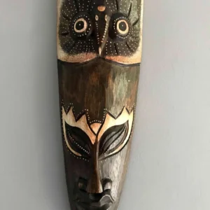 Masque Africain motif chouette hibou en bois vendor-unknown