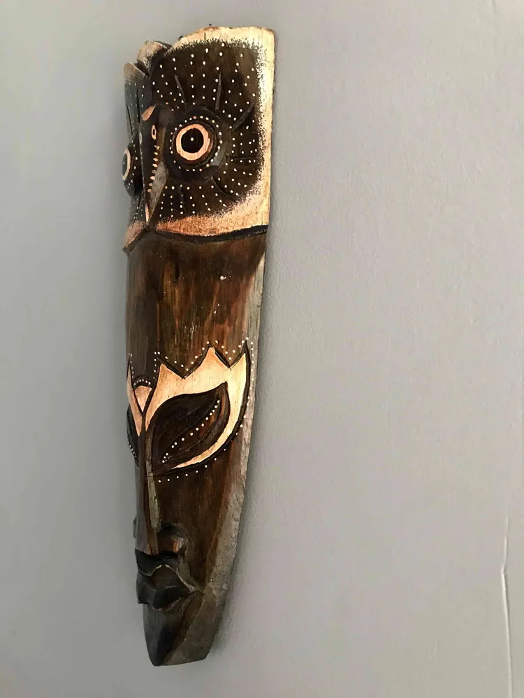 Masque Africain motif chouette hibou en bois vendor-unknown
