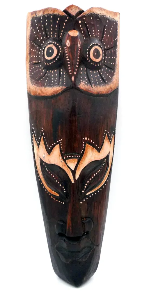 Masque Africain motif chouette hibou en bois vendor-unknown