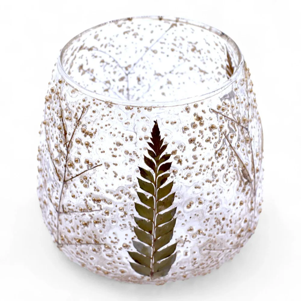 Verre à motif floral naturel - Bougeoir droit - Pino - (10x9cm)