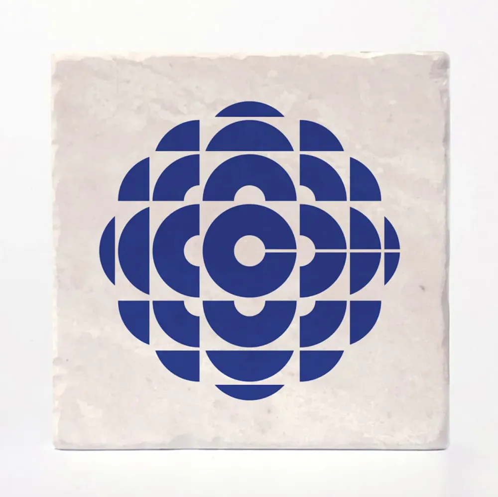 CBC Radio 1986-1992 Dessous de verre rétro en marbre Versatile