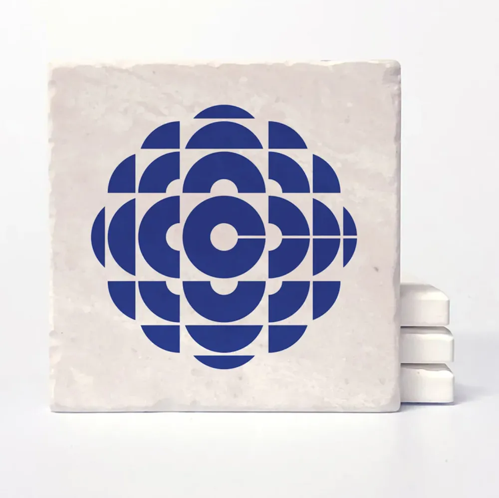 CBC Radio 1986-1992 Dessous de verre rétro en marbre Versatile