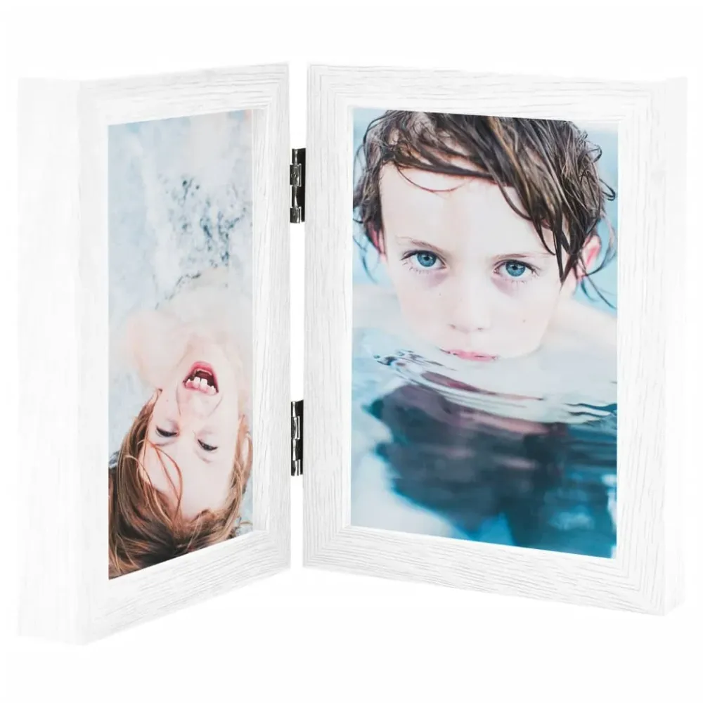 vidaXL Cadre photo dépliable en deux Blanc 2x(13x18 cm)
