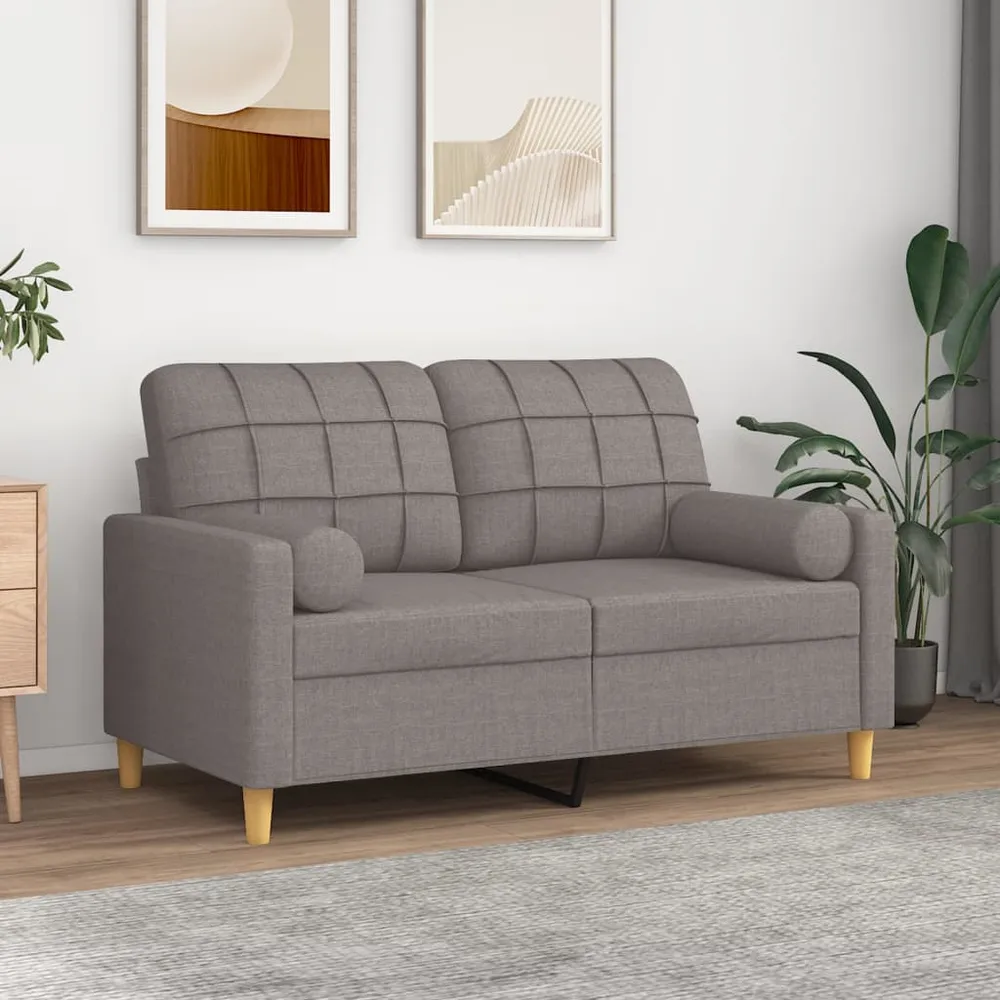 vidaXL Coussins décoratifs 2 pcs Taupe Ø15x50 cm Tissu
