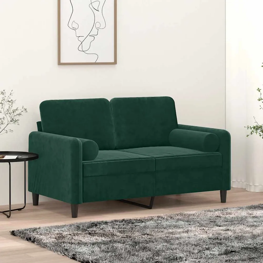 vidaXL Coussins décoratifs 2 pcs Vert foncé Ø15x50 cm Velours