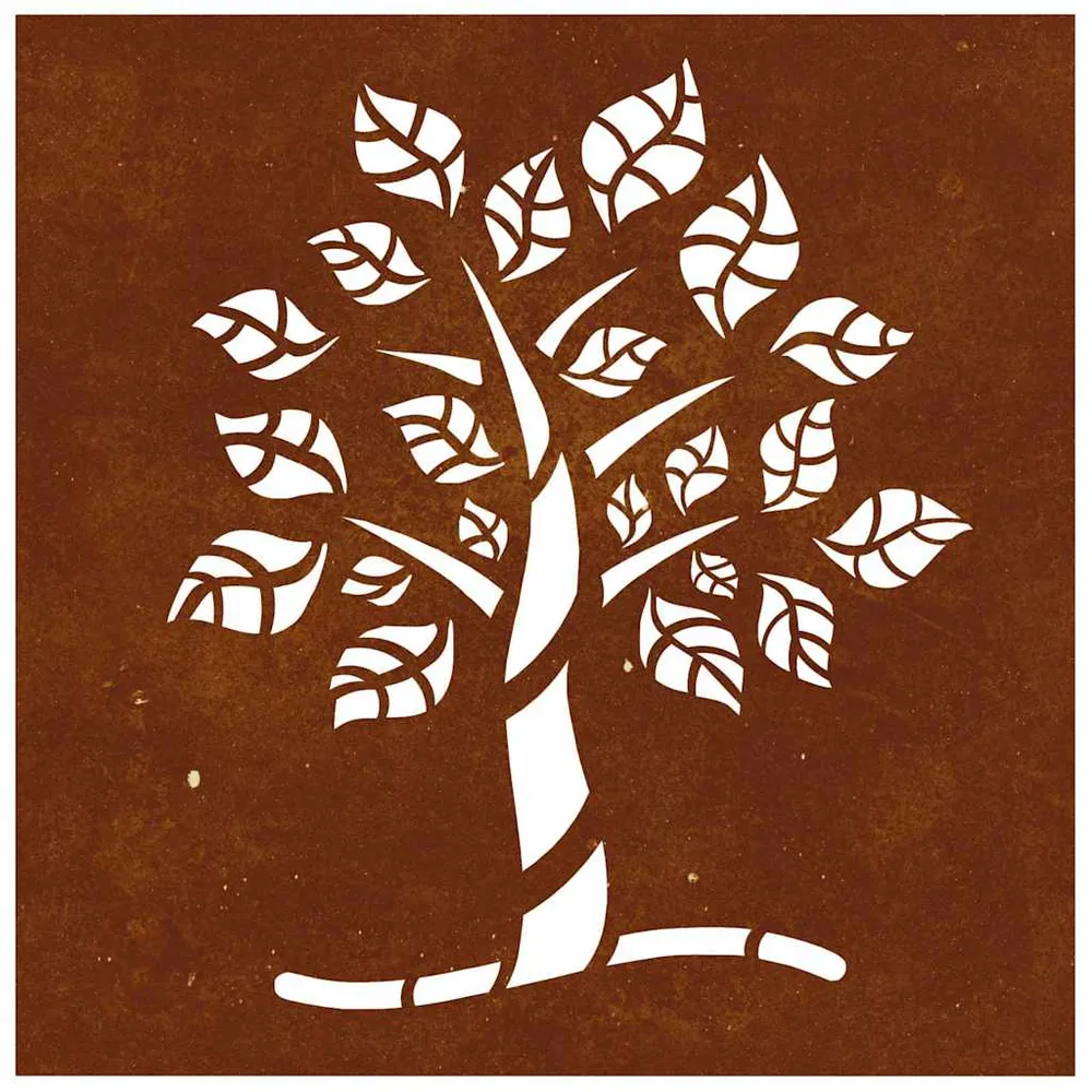 vidaXL Décoration murale jardin 55x55 cm acier corten design d'arbre