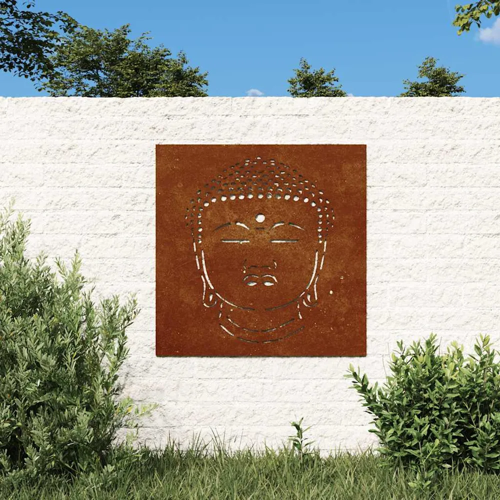 vidaXL Décoration murale jardin 55x55 cm motif de tête de bouddha