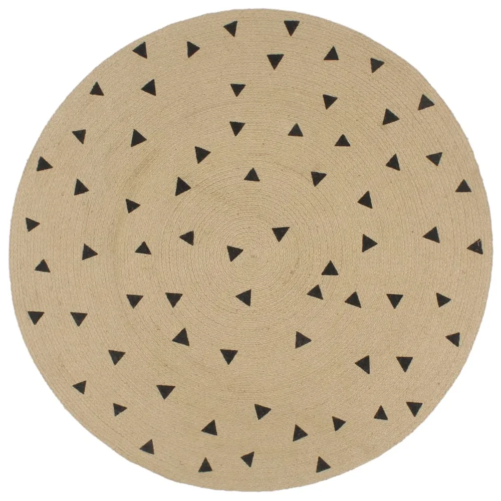 vidaXL Tapis fait à la main Jute avec imprimé à triangles 120 cm
