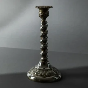 Vintage 1940s Silver Plated Candleholder, Twisted Victorian Design England, Antique Decor