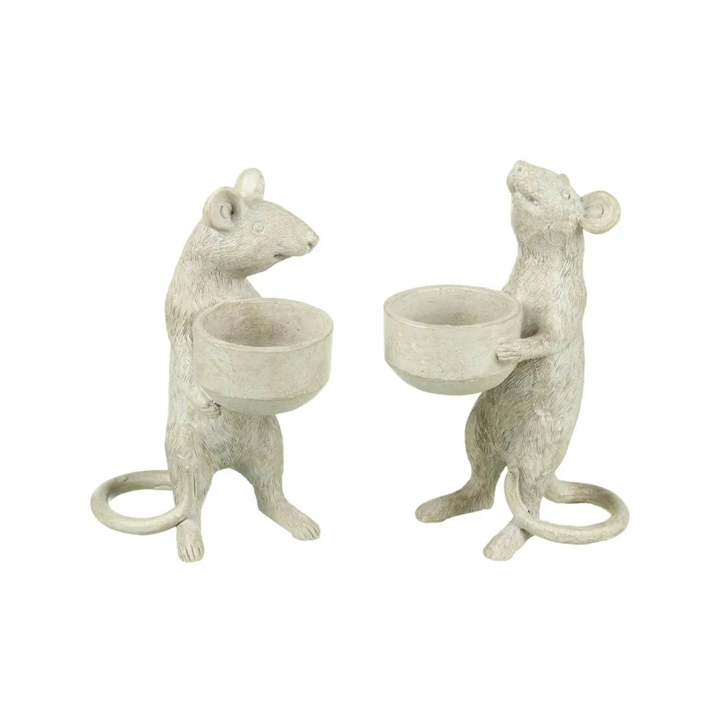 MimiChic - Porte-bougies de Souris Mignonnes en Résine Écologique Vivre Décor