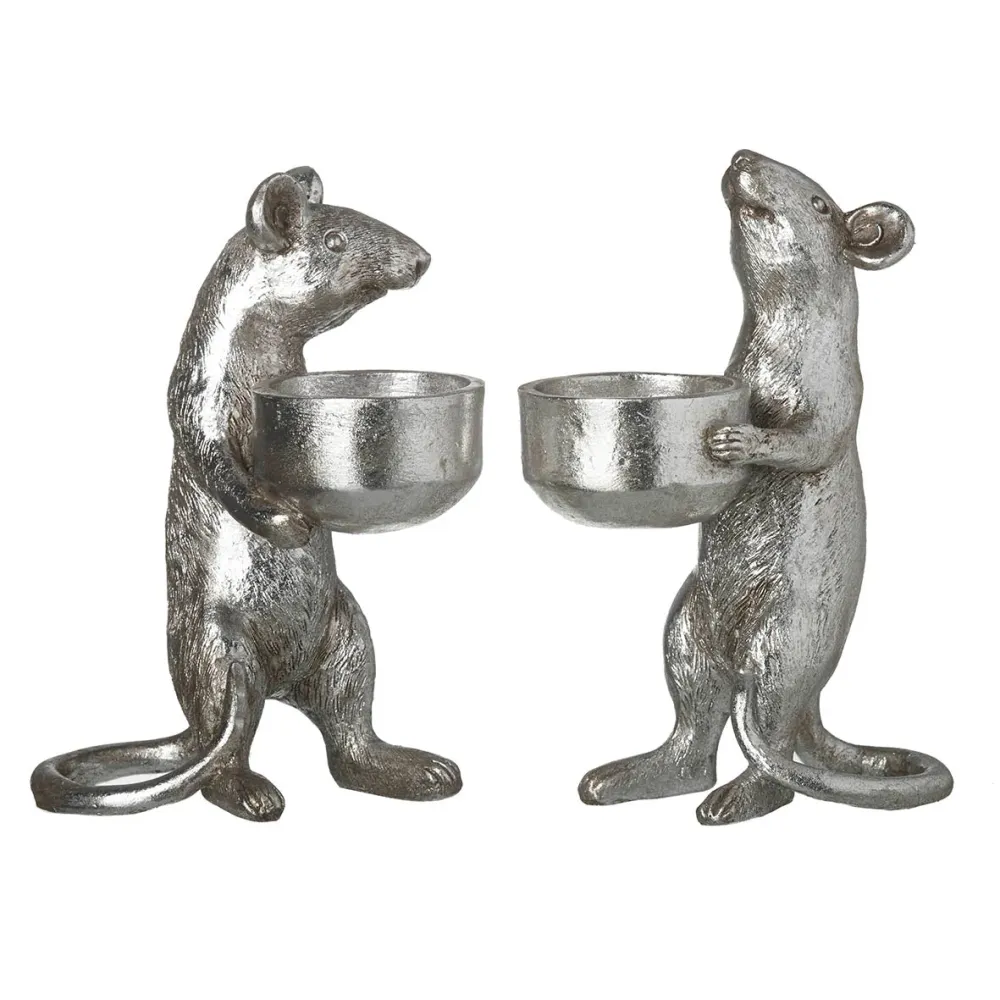 MimiChic - Porte-bougies de Souris Mignonnes en Résine Écologique Vivre Décor