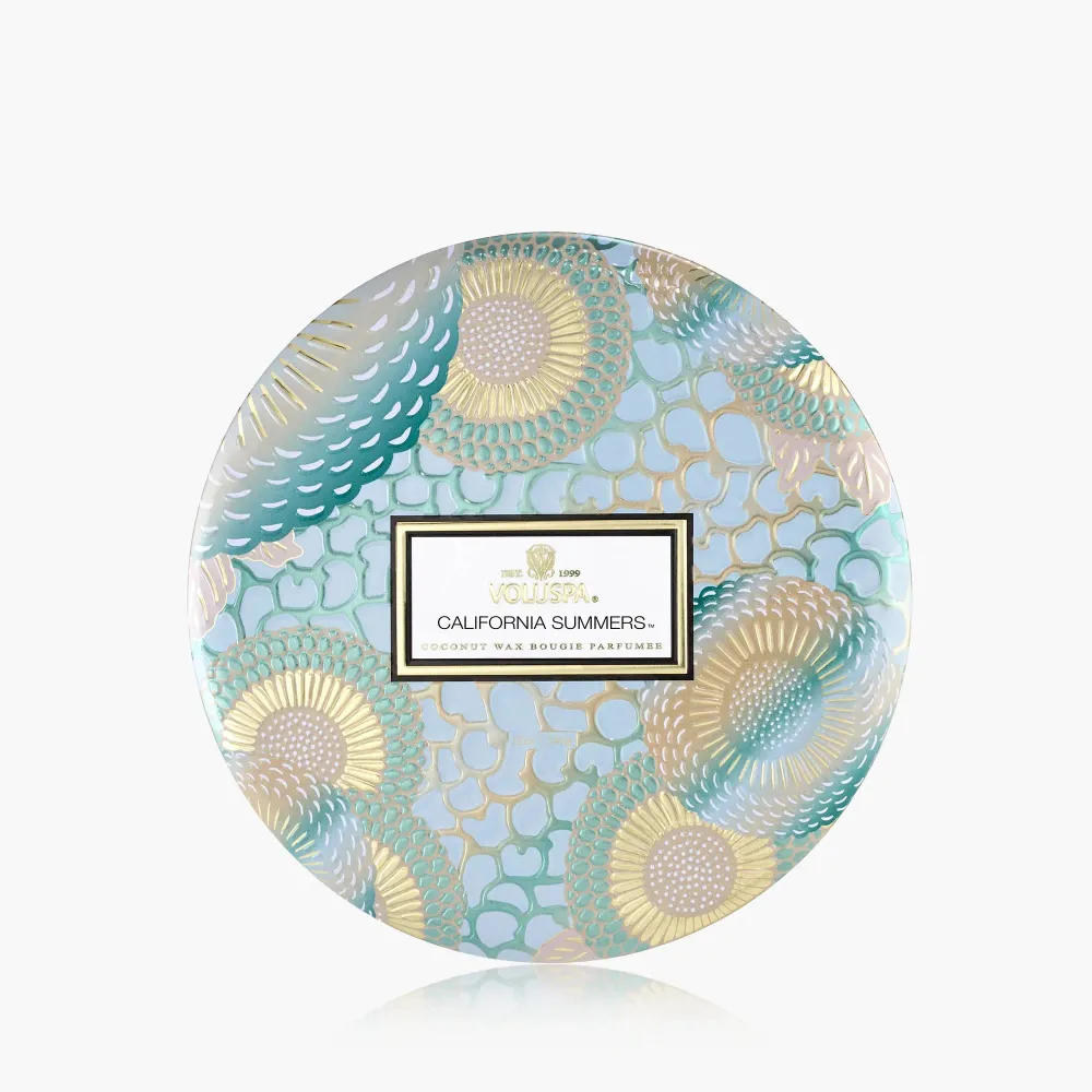 Voluspa Bougie Parfumée Trois Mèches California Summers | Boîte avec Couvercle