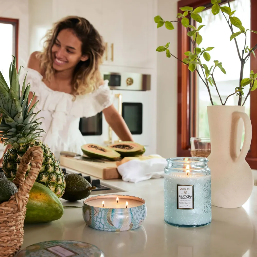 Voluspa Bougie Parfumée Trois Mèches California Summers | Boîte avec Couvercle