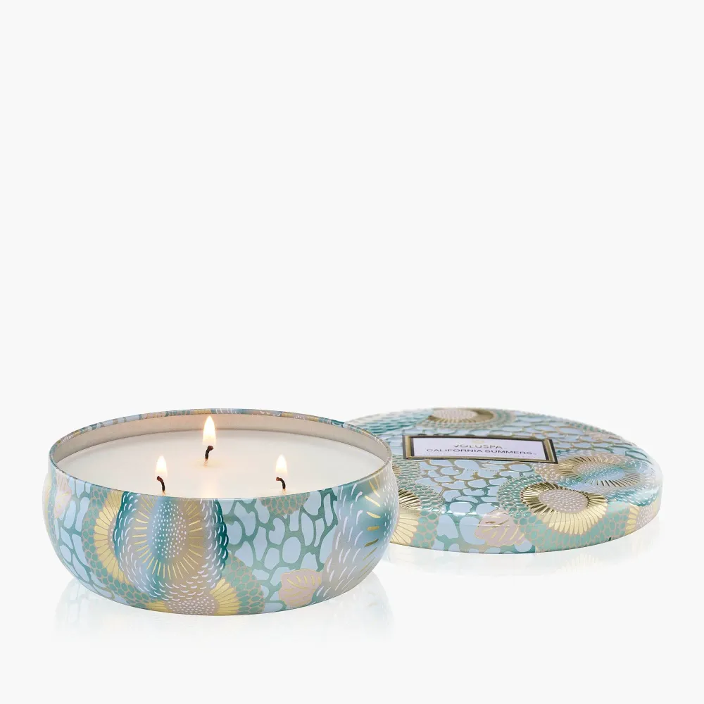 Voluspa Bougie Parfumée Trois Mèches California Summers | Boîte avec Couvercle