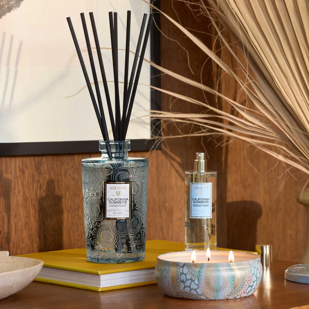 Voluspa Bougie Parfumée Trois Mèches California Summers | Boîte avec Couvercle
