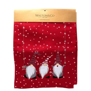 Walton & Co Christmas Gonk Table Runner, Red
