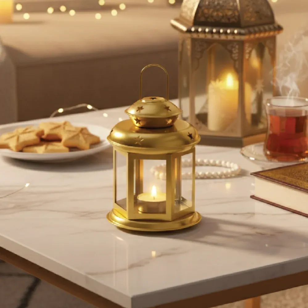 Lanterne Décorative en Métal et Verre 10x15 cm - Dorée Wlidaty Home
