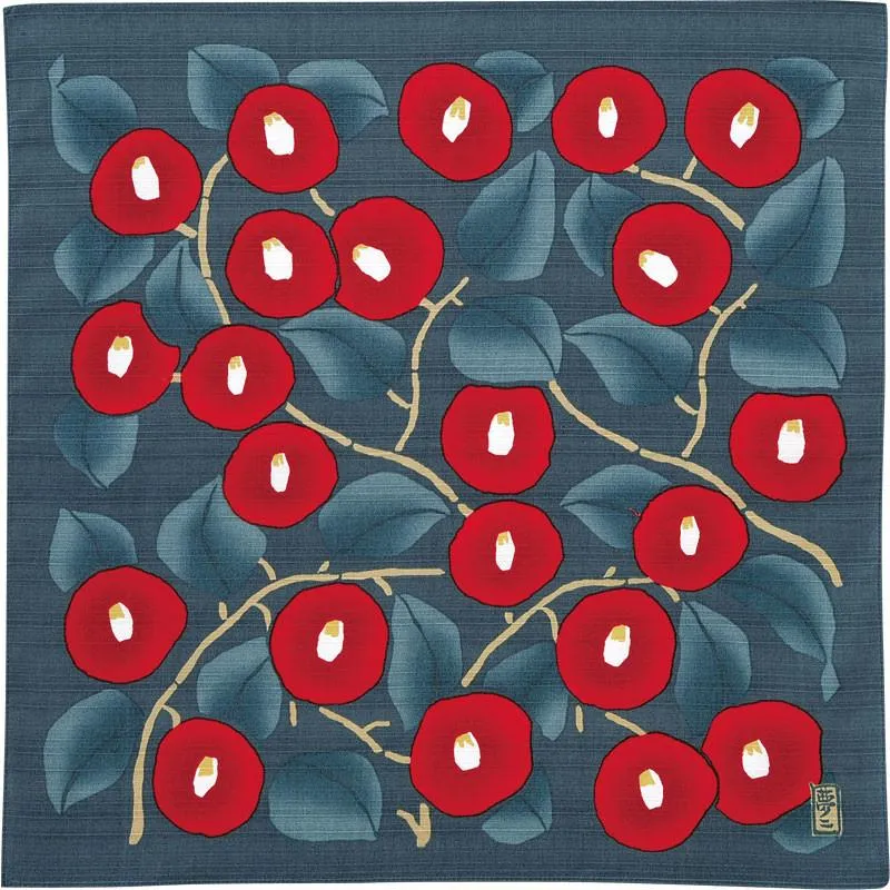 Furoshiki Yumeji Takehisa - Tsubaki (marine, 48 cm) Yamada Seni