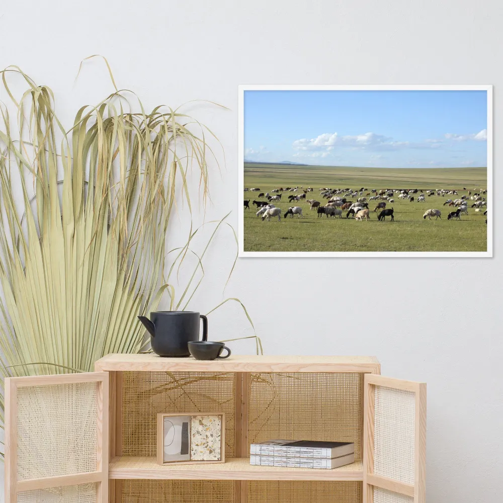 Affiche - Troupeau de moutons paissant dans la steppe mongole Young Han Song