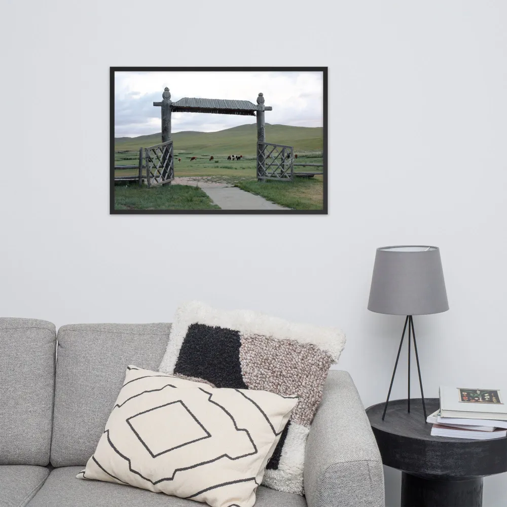 Poster mit Rahmen - La porte des steppes de Mongolie Young Han Song