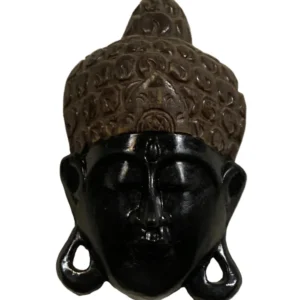 Masque mural de Bouddha en bois, sculpté et peint à la main au Népal, pour décoration intérieure – 25 × 15 × 7 cm Zen Curi...