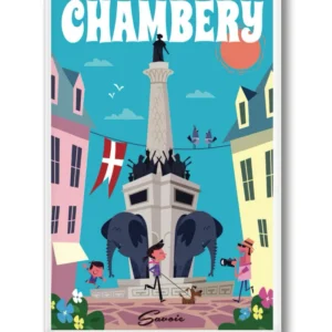 MAGNET CHAMBERY FONTAINE AUX ELEPHANTS ZIGZAG EDITIONS