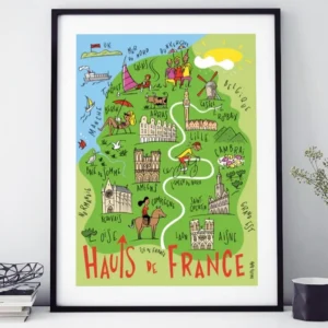 AFFICHE 18 CM PAR 24 CM HAUTS DE FRANCE CARTE ZIGZAG ISLAND