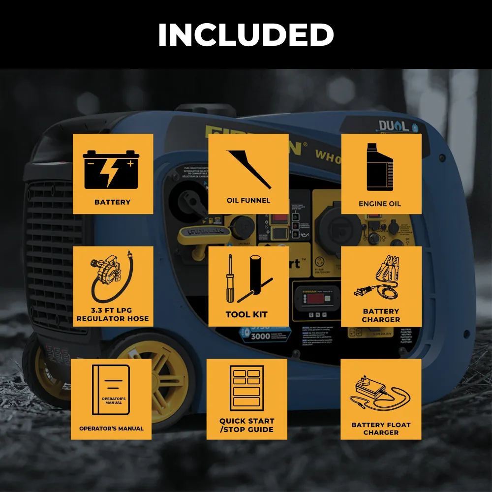 Dual Fuel Inverter Déplaçable Generator 4125W Electric Start CO ALERT avec éclairage intérieur
