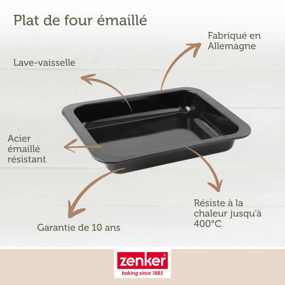 Ensemble de 2 Plats à four rectangulaire 33 x 25 x 5 cm Zenker Special Cooking avec nettoyage catalytique