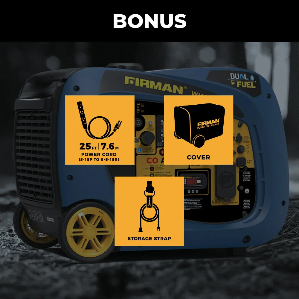 Four à convection Dual Fuel Inverter Transportable Generator 4125W Electric Start CO ALERT