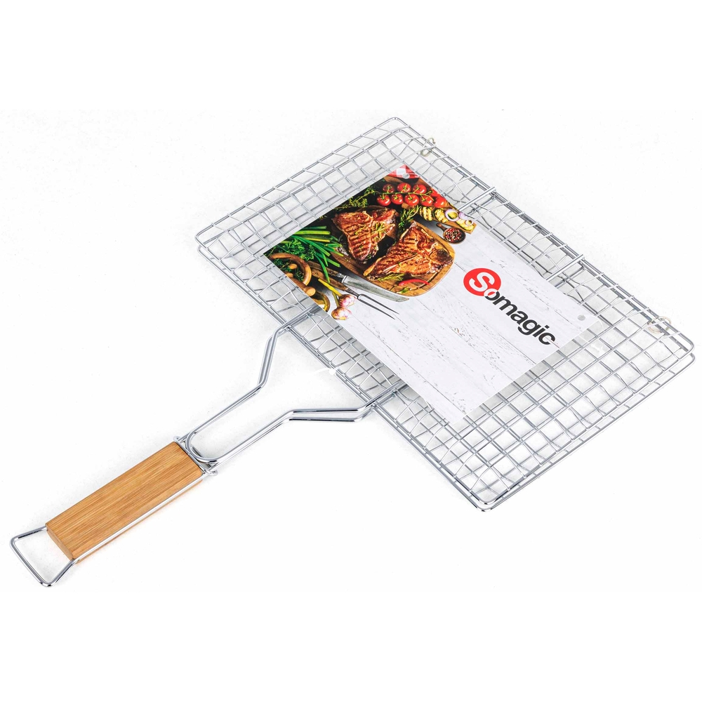 grille duo à saucisses, brochettes, hamburger acier chromé 34 x 22 Somagic | Préchauffage rapide |