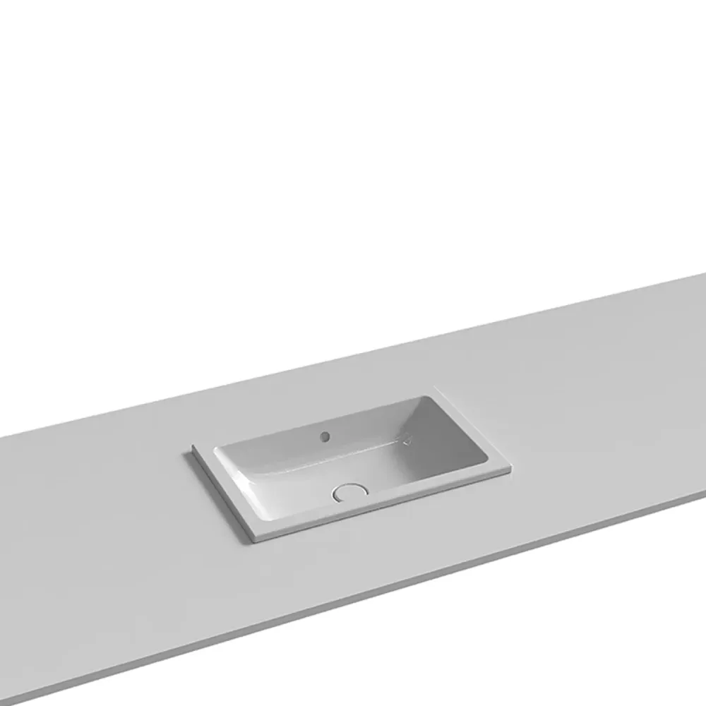 Lavabo encastré Azzurra Built- Couplé 60x37 cm avec trou trop-plein - Blanc brillant