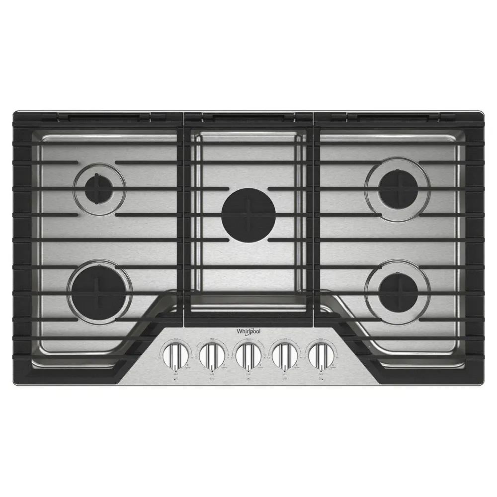 Électrique Intégré Whirlpool Cuisinière à gaz encastrable de 36 pouces avec grilles en fonte EZ-2-Lift™ WCGK5036PS