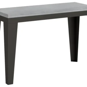 Table Flame Deux fois Ciment 120x45 ouverte/Allongée 120x90/200x90 pieds/cadre Anthracite pour pâtisserie