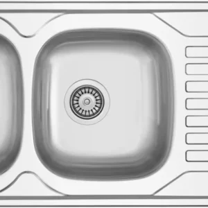 Évier Inox 116x50 cm - 2 Cuves + Égouttoir Encastrable | Banka Sinks