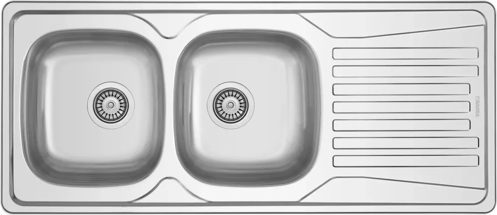 Évier Inox 116x50 cm - 2 Cuves + Égouttoir Encastrable | Banka Sinks