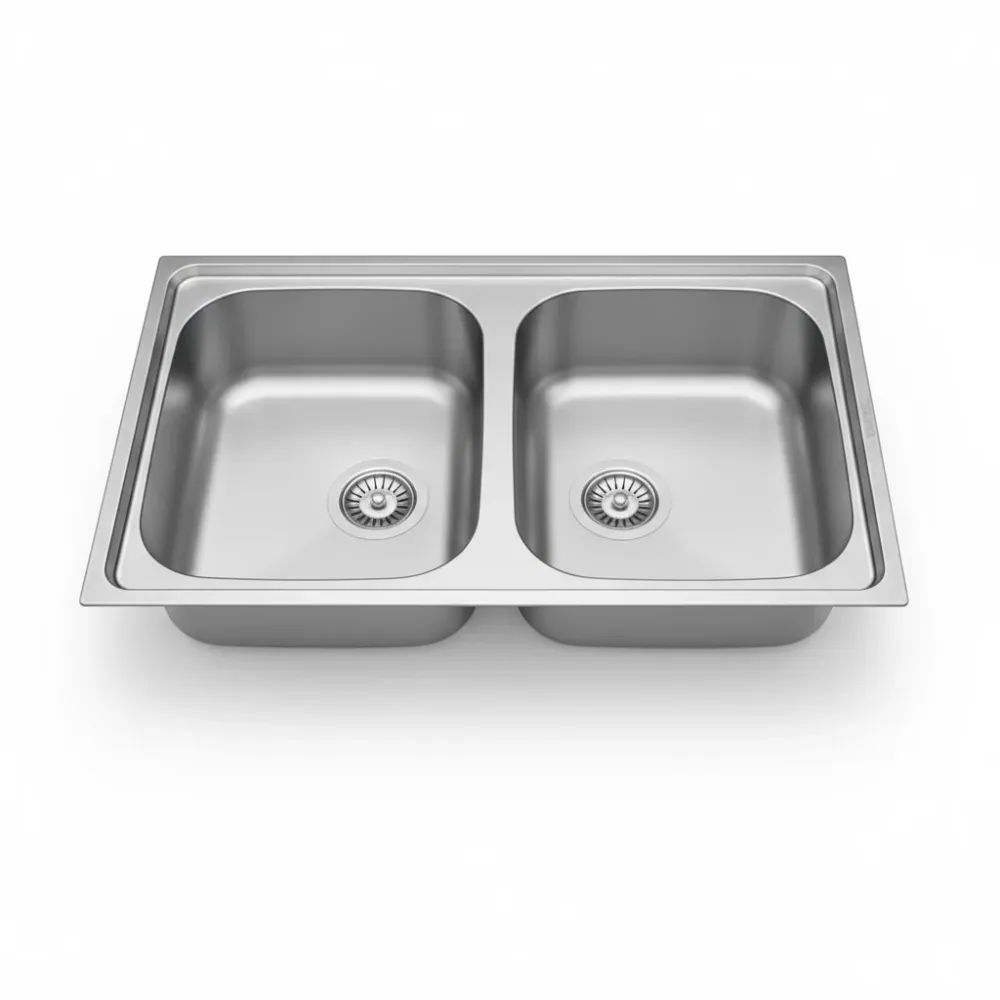 Évier Inox 84x48 cm - 2 Cuves Carrées Encastrables | Banka Sinks en noir mat