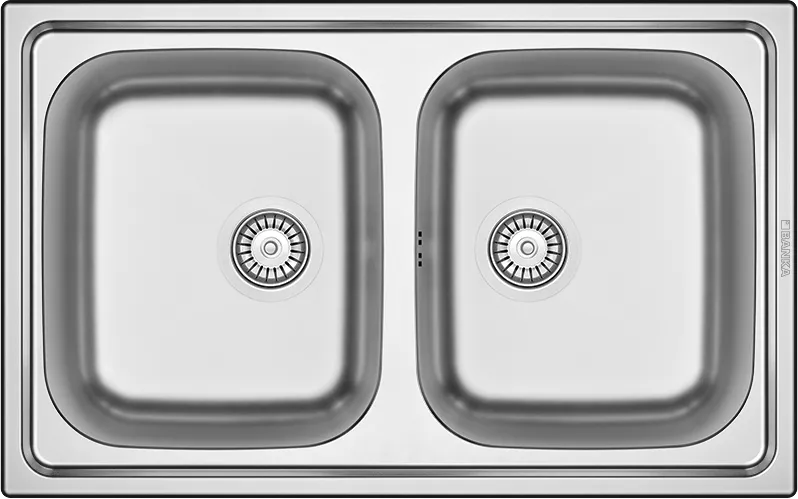 Évier Inox 84x48 cm - 2 Cuves Carrées Encastrables | Banka Sinks en noir mat